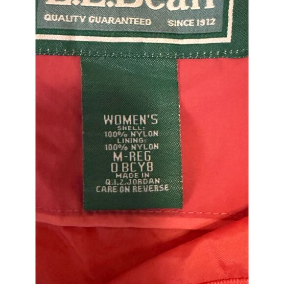 Vintage LL Bean Rain Jacket Hood Coral Orange Weather Channel Nylon Women Medium - Picture 8 of 16